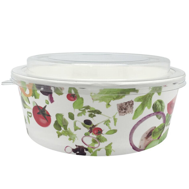 ▷ Ensaladera Cartón Salad Tapa Blanca 1200ml | Envases Alimentarios