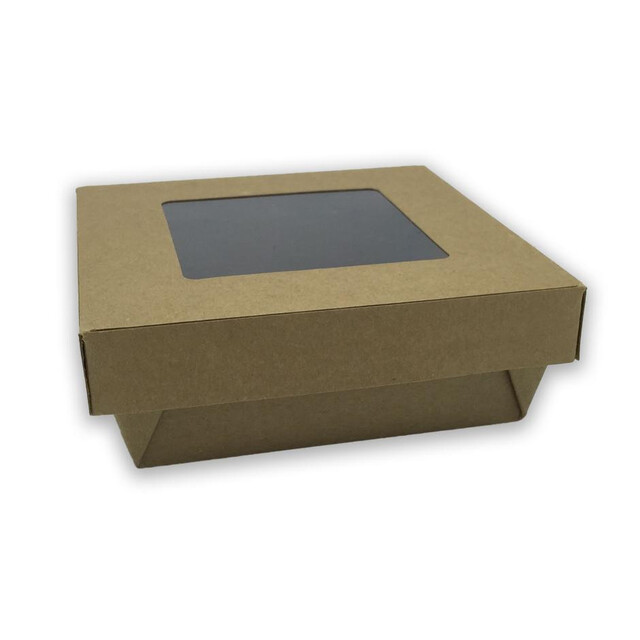 ▷ Ensaladera Kraft Tapa Ventana Seda 140/120x50mm | Envases Alimentarios