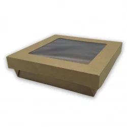 ▷ Ensaladera Kraft Tapa Ventana Seda 190/170x50mm | Envases Alimentarios