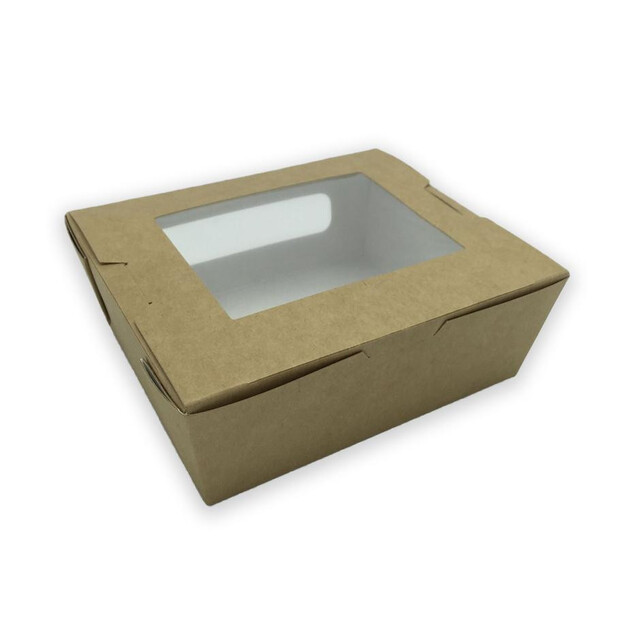 ▷ Envase Kraft Take Away Ventana 105x90x45mm | Envases Alimentarios
