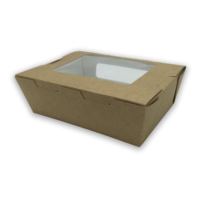 ▷ Envase Kraft Take Away Kraft con Ventana 140x100x50mm | Envases Alimentarios