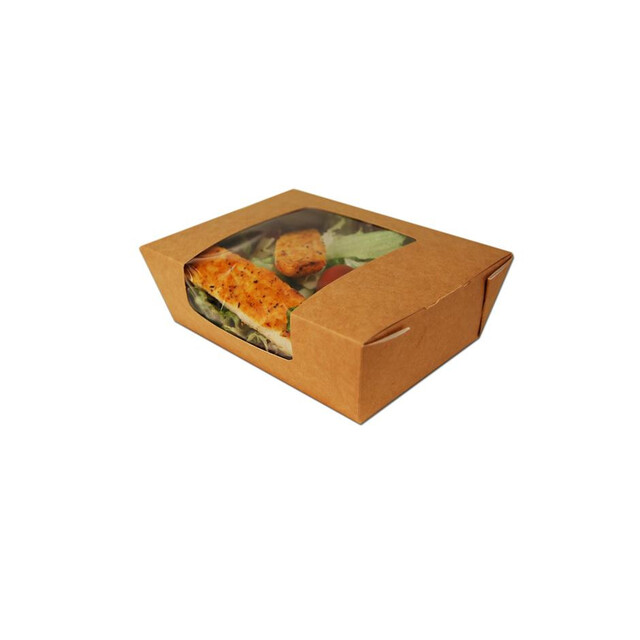 ▷ Envase Kraft Pequeño Ventana y Fijación 140x100x50mm | Envases Alimentarios