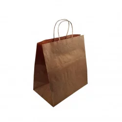 ▷ Bolsa Papel Grande Asa Rizada Base Ancha Kraft 32+21x33cm | EnvasesAlimentarios.es
