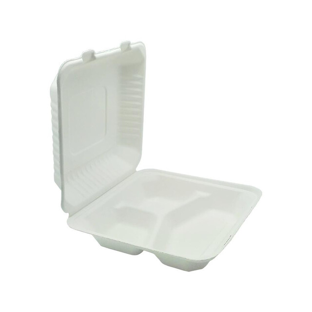 ▷ Envase Caña Azúcar Portamenú 3 Compartimentos 232x232mm | EnvasesAlimentarios.es