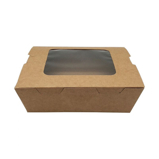 ▷ Envase Kraft Take-Away Kraft Ventana 150x115x54mm | Envases Alimentarios