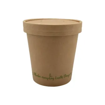 ▷ Sopera Papel Kraft 960ml + Tapa Cartón | Envases Alimentarios