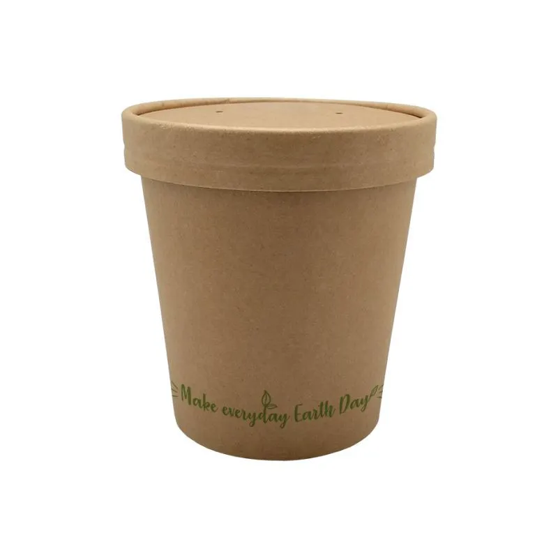 ▷ Sopera Papel Kraft 960ml + Tapa Cartón | Envases Alimentarios