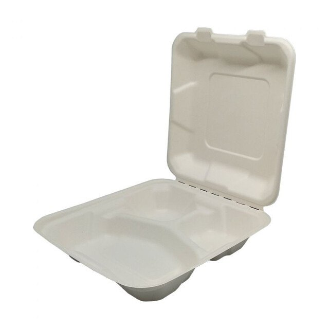 ▷ Envase Caña Azúcar Portamenú 3 Compartimentos 205x205mm | EnvasesAlimentarios.es
