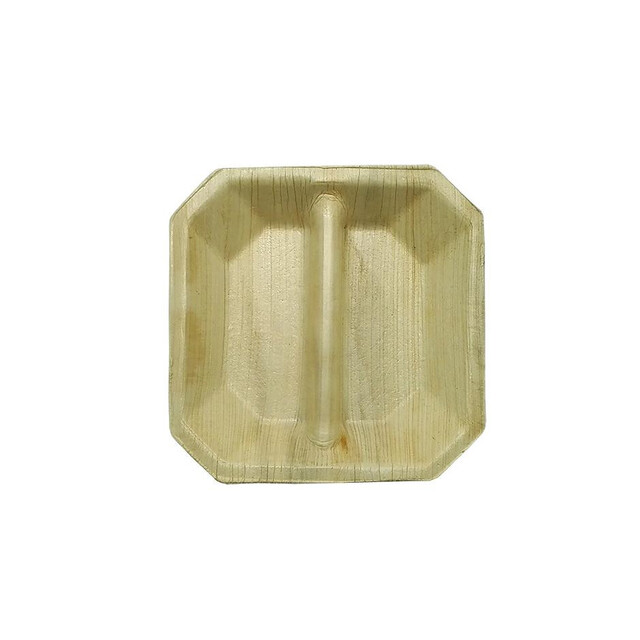 ▷ Plato Hoja de Palma Cuadrado 2 Compartimentos 100mm | Comprar Online