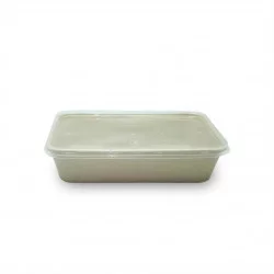 ▷ Envase Fibra Trigo Rectangular Tapa rPET 500ml | Envases Alimentarios