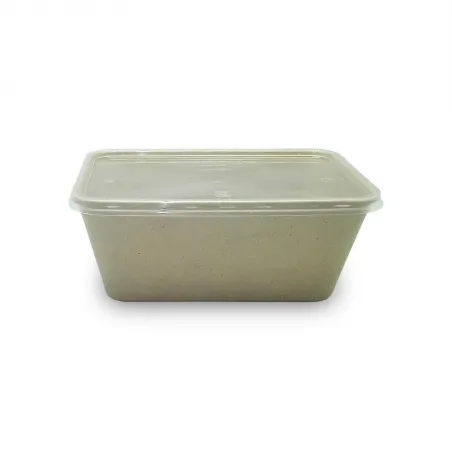 ▷ Envase Fibra Trigo Rectangular Tapa PP 900ml | EnvasesAlimentarios.es