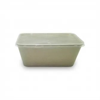 ▷ Envase Fibra Trigo Rectangular Tapa rPET 900ml | Envases Alimentarios
