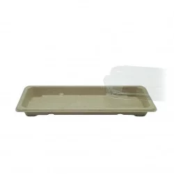 ▷ Bandeja Fibra Trigo Sushi Tapa Incluida 220x90x20mm | Envases Alimentarios