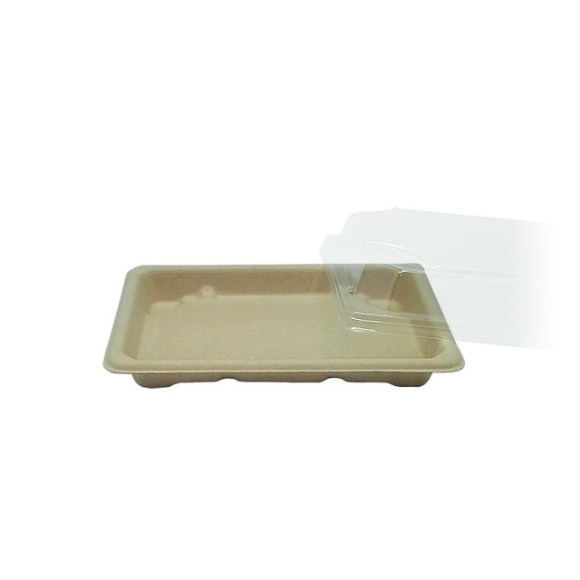 ▷ Bandeja Fibra Trigo Sushi Tapa Incluida 164x113x20mm | Envases Alimentarios