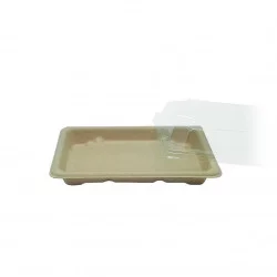 ▷ Bandeja Fibra Trigo Sushi Tapa Incluida 164x113x20mm | Envases Alimentarios