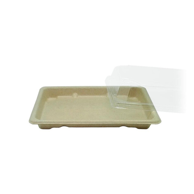 ▷ Bandeja Fibra Trigo Sushi Tapa Incluida 186x130x20mm | Envases Alimentarios