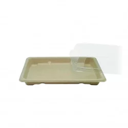 ▷ Bandeja Fibra Trigo Sushi Tapa Incluida 186x130x20mm | Envases Alimentarios