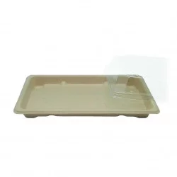 ▷ Bandeja Fibra Trigo Sushi Tapa Incluida 213x133x20mm | Envases Alimentarios
