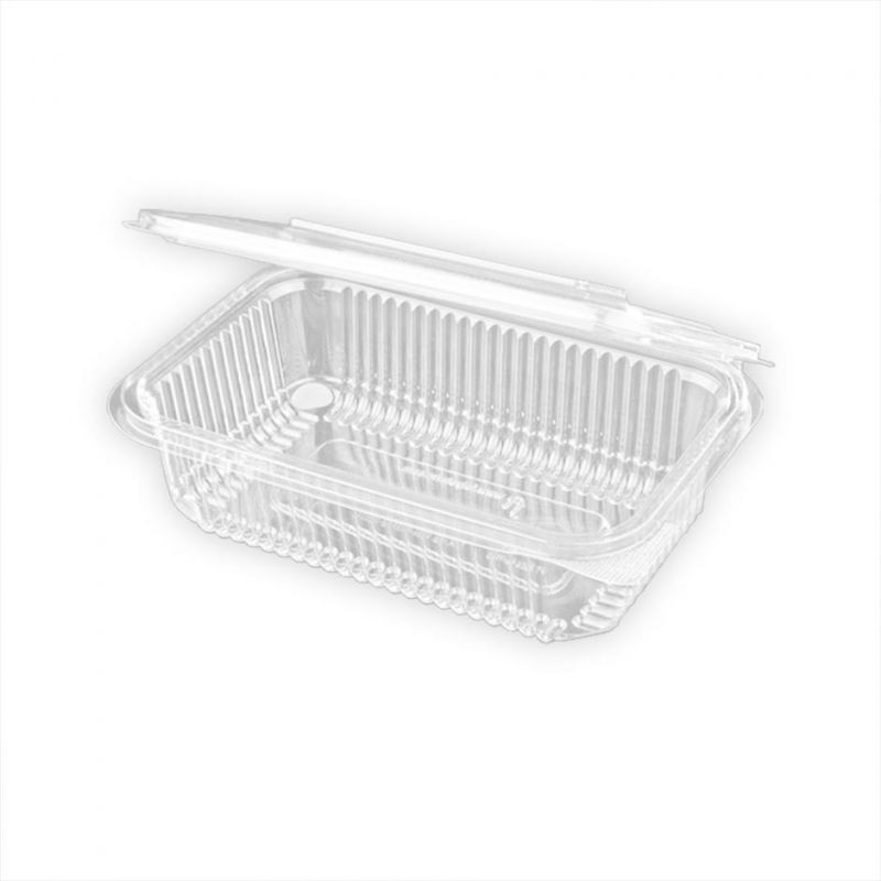 Tarrina Rectangular Tapa Bisagra rPET 750ml