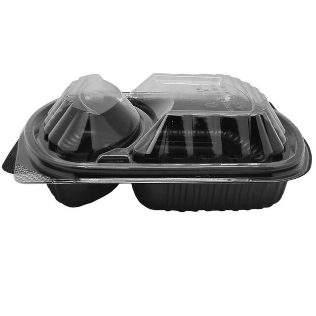 ▷ Envase PP 2 compartimentos y Tapa OPS 1026ml | EnvasesAlimentarios.es
