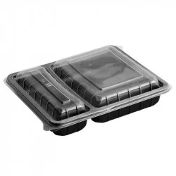 ▷ Envase para Catering Microondable 2 Compartimentos Tapa Transparente