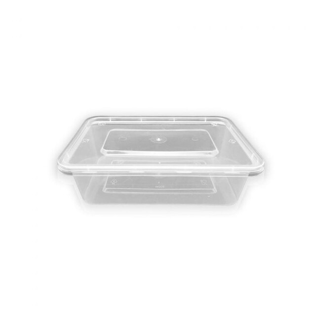 ▷ Envase Rectangular Transparente PP con Tapa 500ml