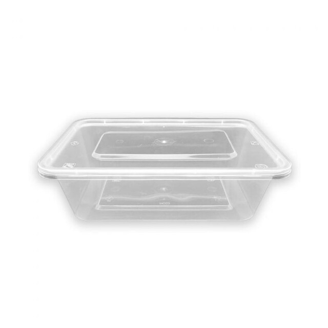 ▷ Envase Rectangular Transparente PP con Tapa 650ml