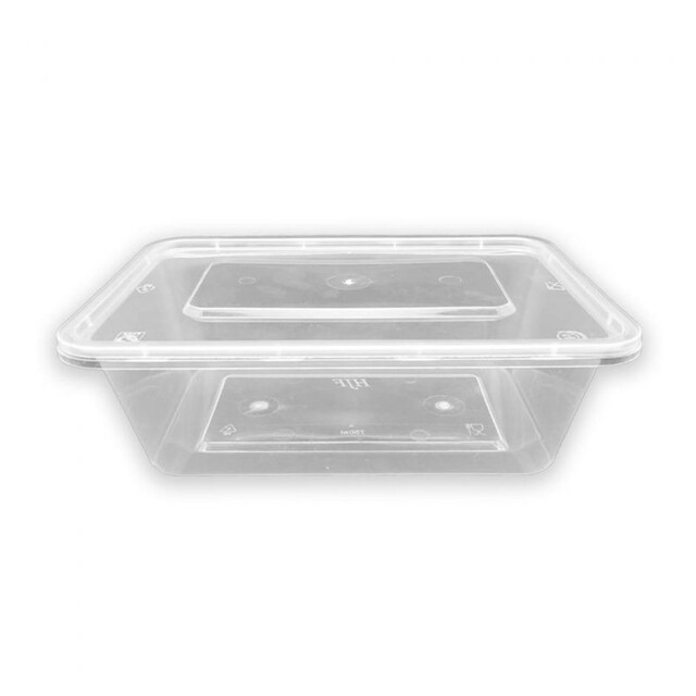 ▷ Envase Rectangular Transparente PP con Tapa 750ml