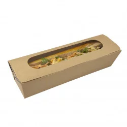 ▷ Caja Bocadillo Celulosa con Ventana 274/254x80/60x62/254mm | Envases Alimentarios