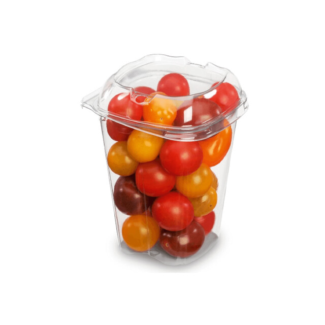 ▷ Vaso bisagra ventilado fruta  RPET 175gr 96x96x92mm | EnvasesAlimentarios.es