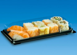Envase para Sushi Formipack ST3 Negro APET Tapa Antivaho Transparente