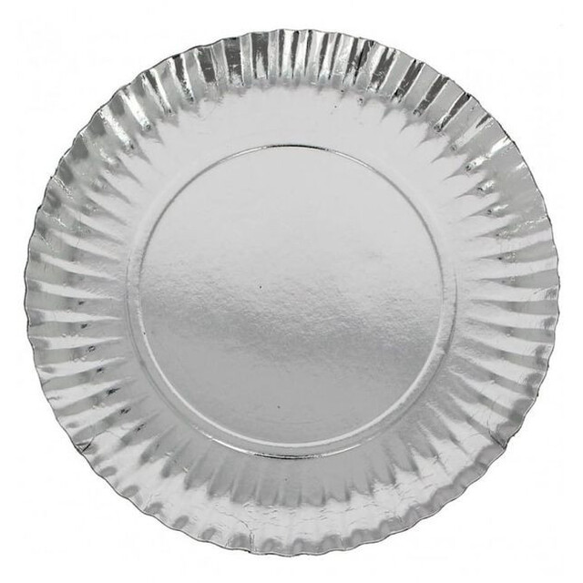 ▷ Plato de Cartón Redondo Plateado Nº8 250mm | EnvasesAlimentarios.es