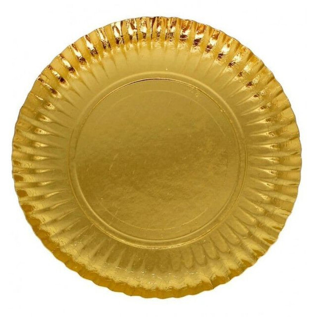 ▷ Plato de Cartón Redondo Dorado Nº10 320mm | EnvasesAlimentarios.es