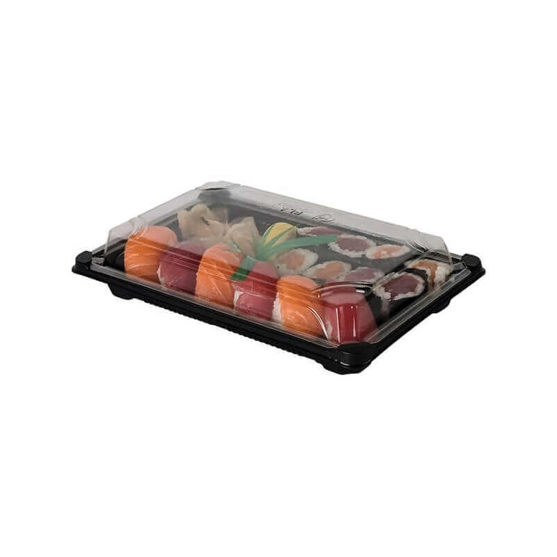 Envase para Sushi Formipack ST3 Negro APET Tapa Antivaho Transparente