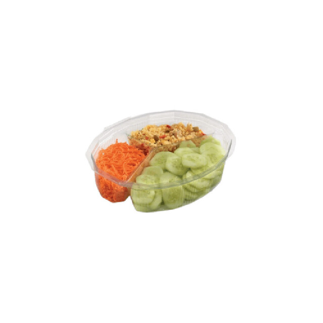 ▷ Ensaladera Elipack E3C550 rPET Tapa Bisagra 3C 480mm | EnvasesAlimentarios