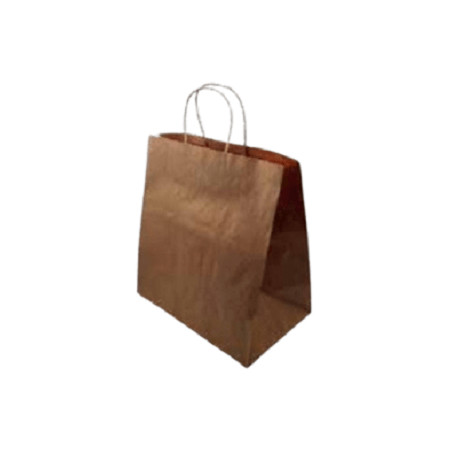 ▷ Bolsa Papel Kraft Mediana Asa Rizada Base Ancha 28+10x32cm | EnvasesAlimentarios.es