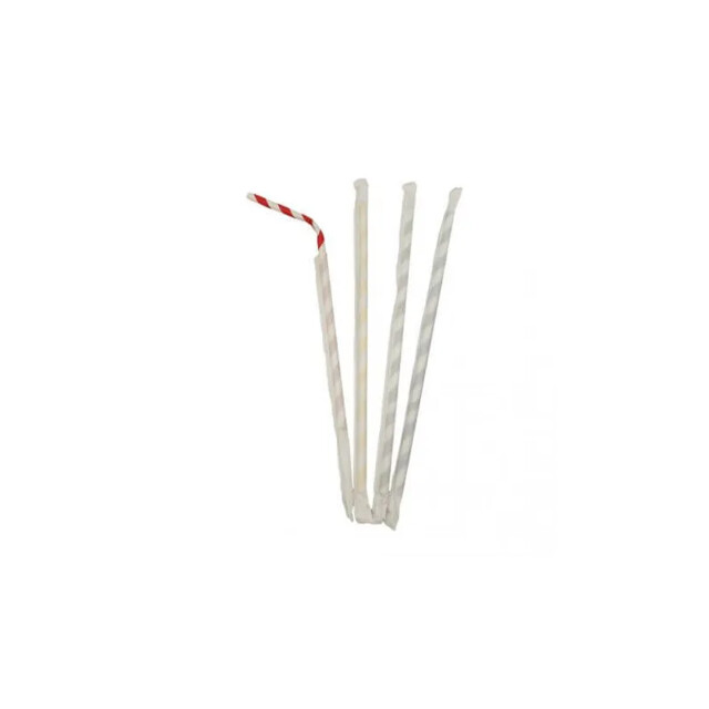 ▷ Pajitas de Papel Flexibles Enfundadas Rayas de Colores 230mm | EnvasesAlimentarios.es