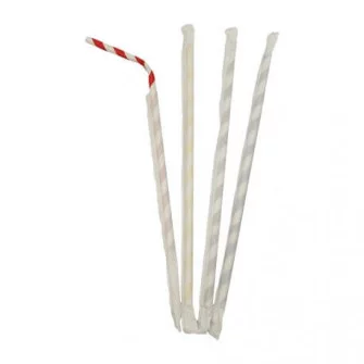 ▷ Pajitas de Papel Flexibles Enfundadas Rayas de Colores 230mm | EnvasesAlimentarios.es