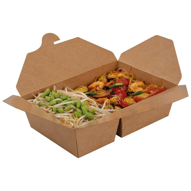 ▷ Envase Cartón Kraft Take Away 2C 200x140x45mm | EnvasesAlimentarios.es