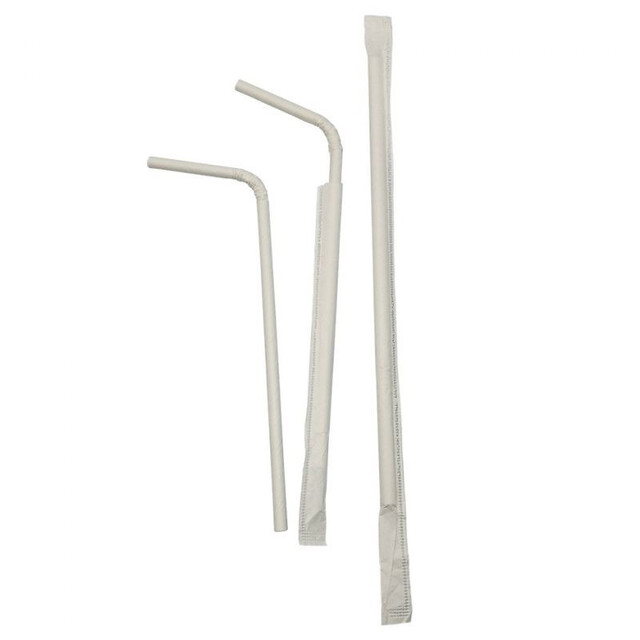 ▷ Pajitas de Papel Flexibles Enfundadas Blancas 6x230mm | EnvasesAlimentarios.es