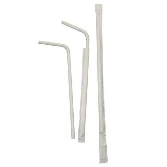 ▷ Pajitas de Papel Flexibles Enfundadas Blancas 6x230mm | EnvasesAlimentarios.es