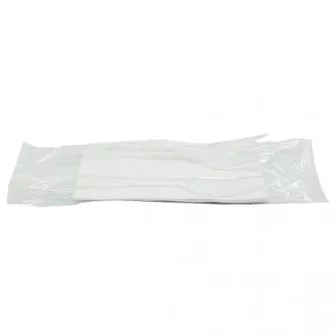 ▷ Set Tenedor Cuchillo y Servilleta Reutilizable PS Trasparente LUX | EnvasesAlimentarios.es