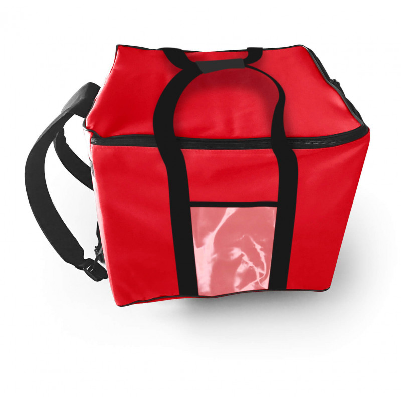 ▷ Mochila PoliboxBag Foodbike Roja y Contenedor Isotérmico Pizzabox 42x42x42cm | EnvasesAlimentarios.es