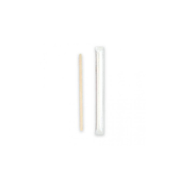 ▷ Agitador Madera Cuadrado Enfundado Individual 140mm | EnvasesAlimentarios.es