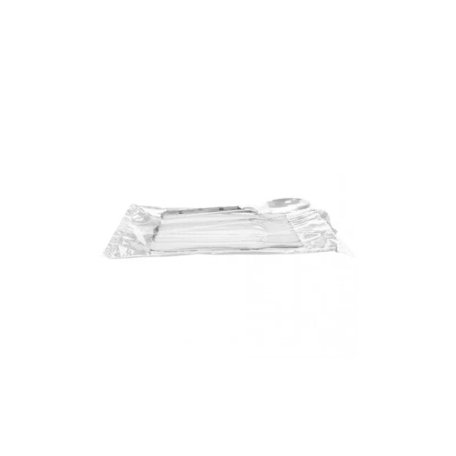 ▷ Set Tenedor, Cuchillo, Cuchara y Servilleta PS LUX Transparente | EnvasesAlimentarios.es