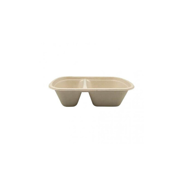 ▷ Envase de Caña Azúcar 2 Compartimentos 230x135x65mm | EnvasesAlimentarios.es