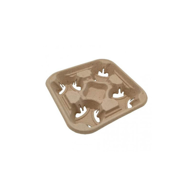 ▷ Portavasos Fibra de Papel Moldeada para 4 Vasos | Comprar en EnvasesAlimentarios.es