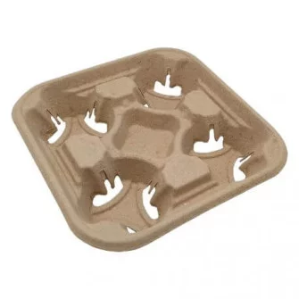 ▷ Portavasos Fibra de Papel Moldeada para 4 Vasos | Comprar en EnvasesAlimentarios.es