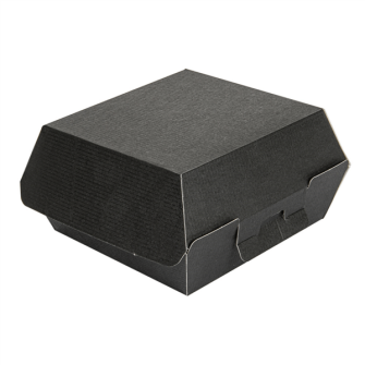 ▷ Caja para Hamburguesa Negra Cartón Ondulado 130x125x62mm | EnvasesAlimentarios.es