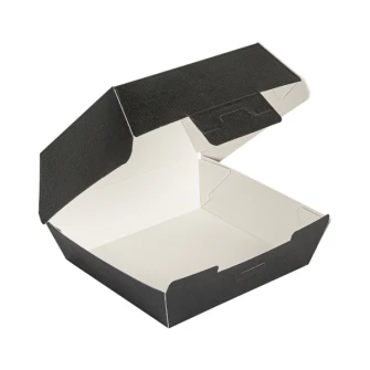 ▷ Caja para Hamburguesa Negra Cartón Ondulado 130x125x62mm | EnvasesAlimentarios.es